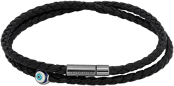 Recycled Corn Cable Evil Eye Bracelet In Black