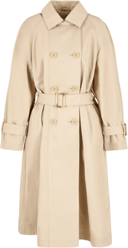 Official Store Double-breasted Trench Coat With Belt In Water-repellent Technical Cotton In Beige
