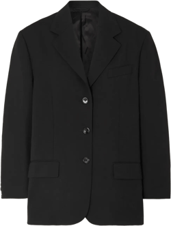 Oversized Woven Blazer In Black