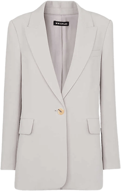 Womens Cream Boyfriend Relaxed-fit Recycled Polyester-blend Blazer