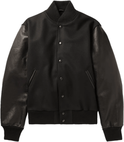 The Albany Wool-blend And Leather Bomber Jacket In Black