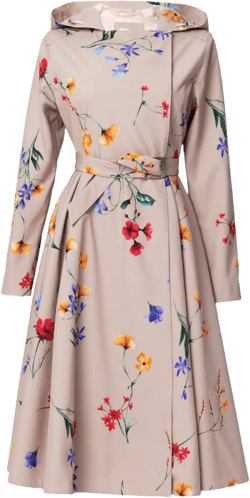 Women's Neutrals Beige Waterproof Trench Coat With Colourful Flower Print: Spring Bloom