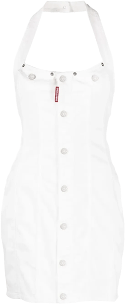 halterneck denim dress