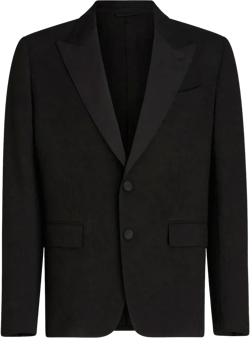 Patterned-jacquard Evening Blazer In Black
