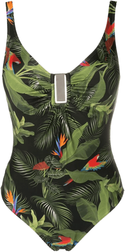 Mirassol leaf-print moulded swimsuit