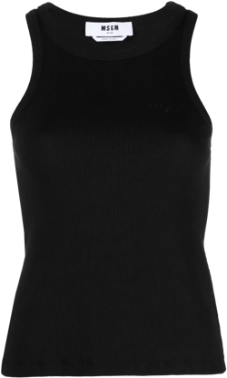 embroidered-logo ribbed tank top