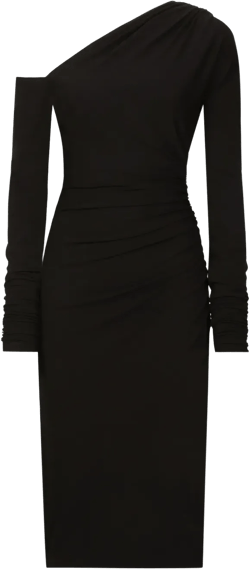 one-shoulder draped dress