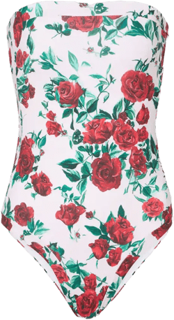 Whitney Floral Belted Swimsuit In White