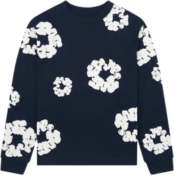 Denim Tears Long Sleeve Cotton Wreath Tee Navy