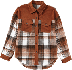 Pocket jacket in chopped velvet chest checkered cinnamon