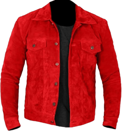 Men's Red Suede Leather Jacket Stylish Biker Racer Cafe Racer Retro Vintage Biker Racing Motorcycle Large Red - Suede Jacket