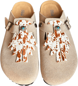 Shoe Charms for Birkenstock Clogs, Decoration Accessories for Boston Clog Rivet Footbed Shoes Clog Suede Cork Clog Potato Shoes Men Women(No Shoes) Classic White with brown dot