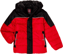 Boy's Hooded Puffer Jacket Red 4-5
