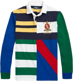 POLO RALPH LAUREN Mens Classic Fit Striped Jersey Rugby Shirt (Navy MU, 2XL)