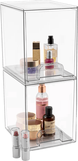 Sorbus 2 Pack Clear Acrylic Drawer Organizers - Makeup Case Pull-Out Drawers (7.6’’ Tall)