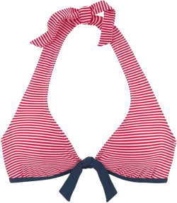 Women's Halter Neck Bikini Swimsuit Top - LASCANA - Red & White Stripe 40DD