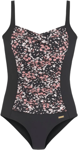 Women's Floral Tummy Control One Piece Swimsuit - LASCANA - Black Printed Floral 6D