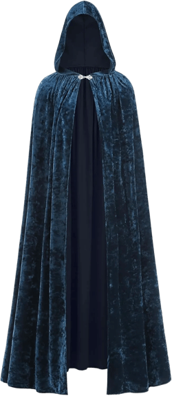 Unisex Velvet Hooded Cloak, Robe Cape for Adult Kids Halloween Masquerade Party