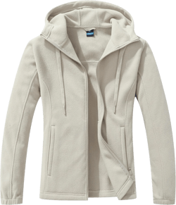 GIMECEN Women's Soft Polar Fleece Jacket Full Zip Hoodies Long Sleeve Sweatshirts Casual Hooded Outerwear XX-Large Beige
