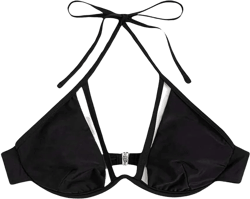SHENHE Women's Mesh Push Up Underwire Micro Triangle Bikini Swimsuit Bathing Suit Tops Black S
