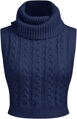 CIDER Women’s Sleeveless Sweater Tops Turtle Necks Cable Knit Croped Vest Tank Top Blue Medium