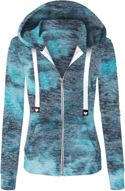 iQKA Women's Sport Jacket Tie Dye Hooded Sweatshirt Long Sleeve Full Zip Pullover Tops Plus Size Hoodies Coat S-5XL