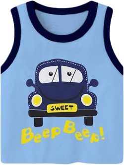 Infant Baby Boys Sleeveless Cute Cartoon Printed Tank Tops Vest Summer Casual Tee