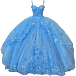 Long Tulle Sweet 16 Quinceanera Dresses Ball Gown Sweetheart 3D Lace Applique Prom Dress 16 Blue