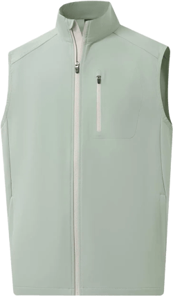 M MAELREG Mens Vests Outerwear Windproof Lightweight Softshell Vests Zip Pockets Sports Sleeveless Jacket Golf Vests for Men Light Green X-Large