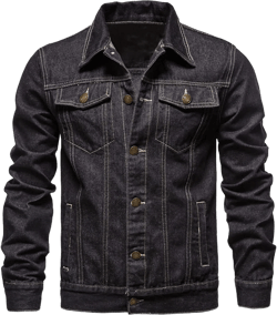 PEHMEA Men's Slim Fit Denim Jacket Casual Long Sleeve Button Down Trucker Coat Outwear
