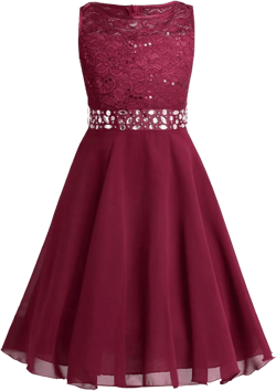 YiZYiF Kids Sequins Lace Bodice Flower Girl Dresses Elegant Rhinestone Floral Embroidered Pageant Wedding Party Gown