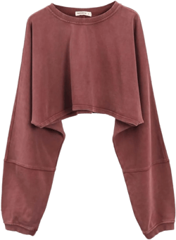 Amazhiyu Womens Washed High Cropped Sweatshirt Pullover Crew Neck Fall Crop Top X-Large Dusty Rose