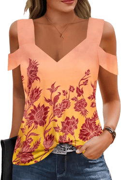 Summer Tops Womens Tunic Top Short Sleeve Cold Shoulder V Neck Loose Fit Basic Tee Casual Tops T Shirts Blouse
