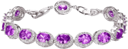 Hermosa Silver Oval Gemstone Tennis Bracelet | Silver Bracelets for Women | Size 7-8 Inch