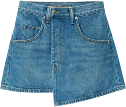 Distressed Denim Wrap Skirt