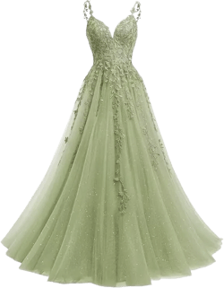 BITALY Women Floral Lace Prom Dresses with Appliques V Neck Aline Formal Pageant Dress for Party Long Ball Gown for Women Dusty SageSize 24, Dusty Sage, 24 Plus