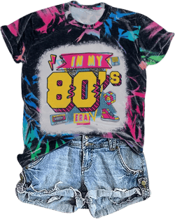 Women 80's Shirts in My 80s Era Shirt Vintage Graphic Tee Casual 80s Party Clothes Multicolor XX-Large