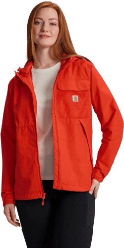 Carhartt Women's Storm Defender Loose Fit Lightweight Hooded Packable Jacket Large Roasted Tomato