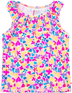 RuffleButts Girls UPF50+ Sun Protected Athletic Active Ruffle Stretch Tank Top 2T Vibrant Neon