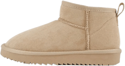 Soda MUTUAL Women's Faux Fur Mini Snow Ankle Boots - Oatmeal Imitation Suede - Size 7.5