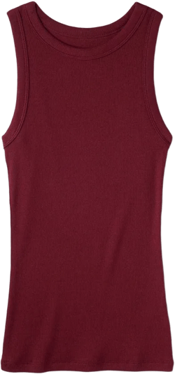 Women&#39;s Slim Fit Ribbed Tank Top - A New Day&#8482; Dark Red S: Cotton Modal Blend, Crew Neck, Sleeveless