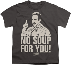 Seinfeld No Soup Kids T Shirt For Youth, Charcoal, Small
