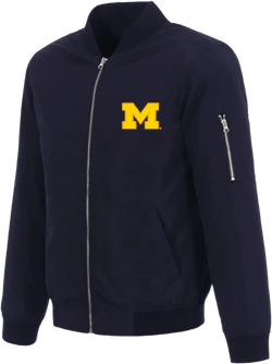 JH Design University of Michigan Wolverines Bomber Jacket Zip Up Navy Coat X-Large Navy