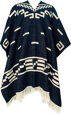 Handmade Alpaca Wool Poncho for Men, Western Andean Design, Thick, Soft and Warm, Artisan Made in Ecuador, Inspired by Clint Eastwood at Amazon Women’s Clothing store