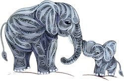 Happy Mothers Day Card, Elephant Mom and Kid Cards, Cute Quilling Art for Birthday, Love Mom Dad, Animal Themed, Greeting Card with Envelope (Elephant) Elephants