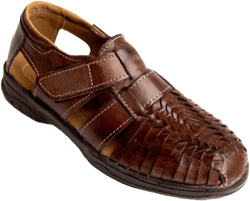 Mexico en la Piel handmade men’s leather fisherman huaraches sandals – genuine leather, adjustable hook-and-loop strap, closed-toe design, casual and comfortable slip-on shoes – available in tan and moka 11 Moka