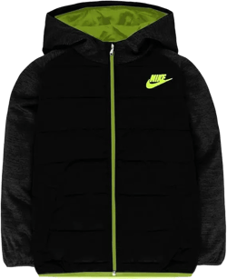 Nike Kids Mens Sportswear Therma Fleece Jacket (Little Kids) 3 Black/Volt