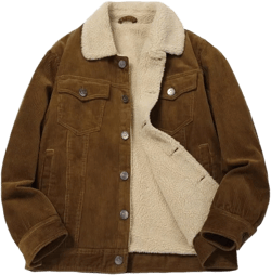 Corduroy jacket men's autumn work cotton retro casual loose lapel top Large S14 Khaki