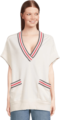 Free People Women's Ivy Pullover Vest Medium Ivory Combo
