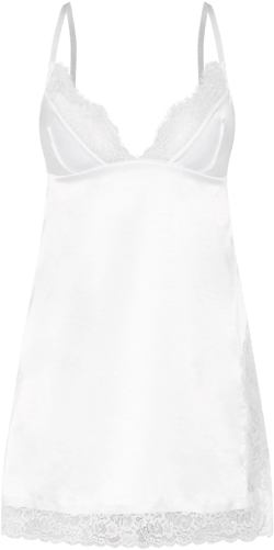 White Satin Lace Split Detail Slip Dress